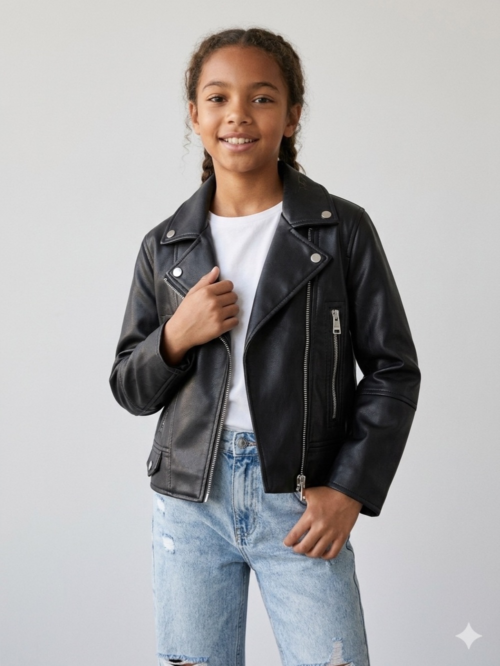 Zara Black Motorcycle Jacket with Silver Hardware